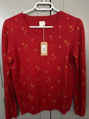 Des Petits Hauts Red/Gold Lurex Sweater-T3 (L) NWT